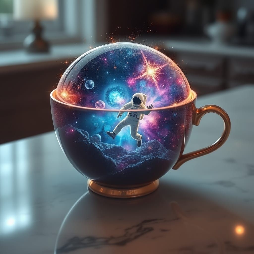 Magical Galaxy Teacup with Astronaut