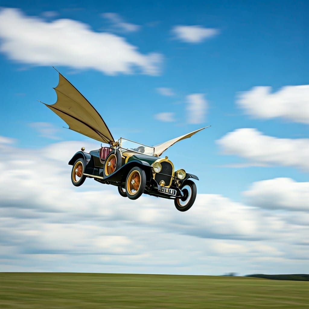 Vintage Chitty Chitty Bang Bang Car Soars Through the Air