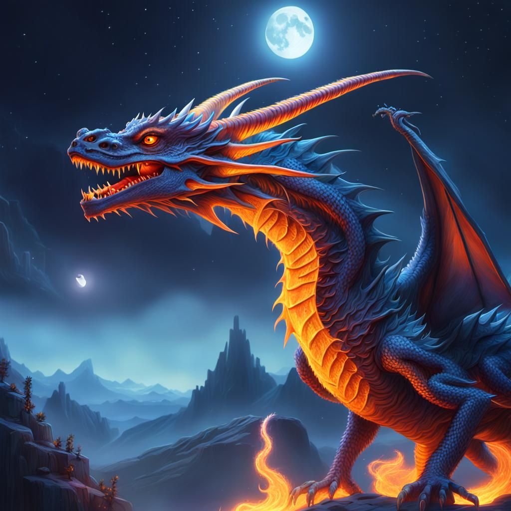 Star Dragon's Moonlit Breath: Fantasy Concept Art