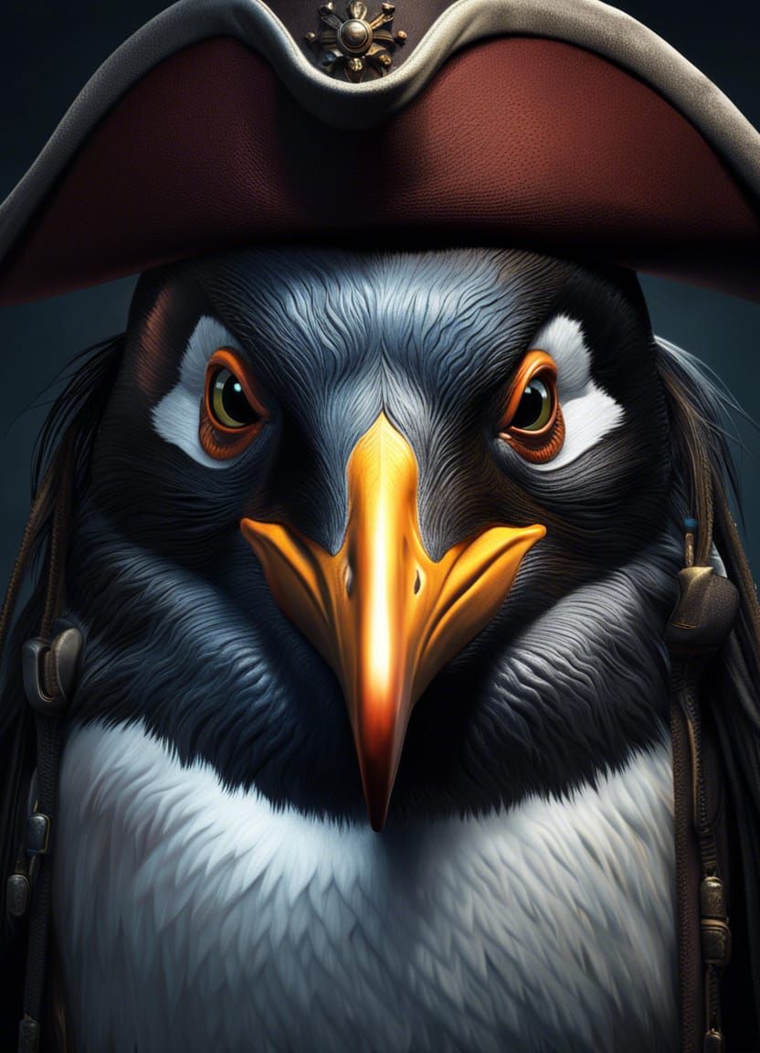Penguin as Jack Sparrow: Hyperrealistic Portrait