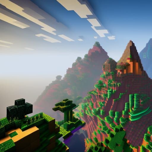 Detailed Minecraft Matte Painting in Deep Color