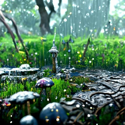 Beautiful Fantasy Rain Landscape in Ultra Detail