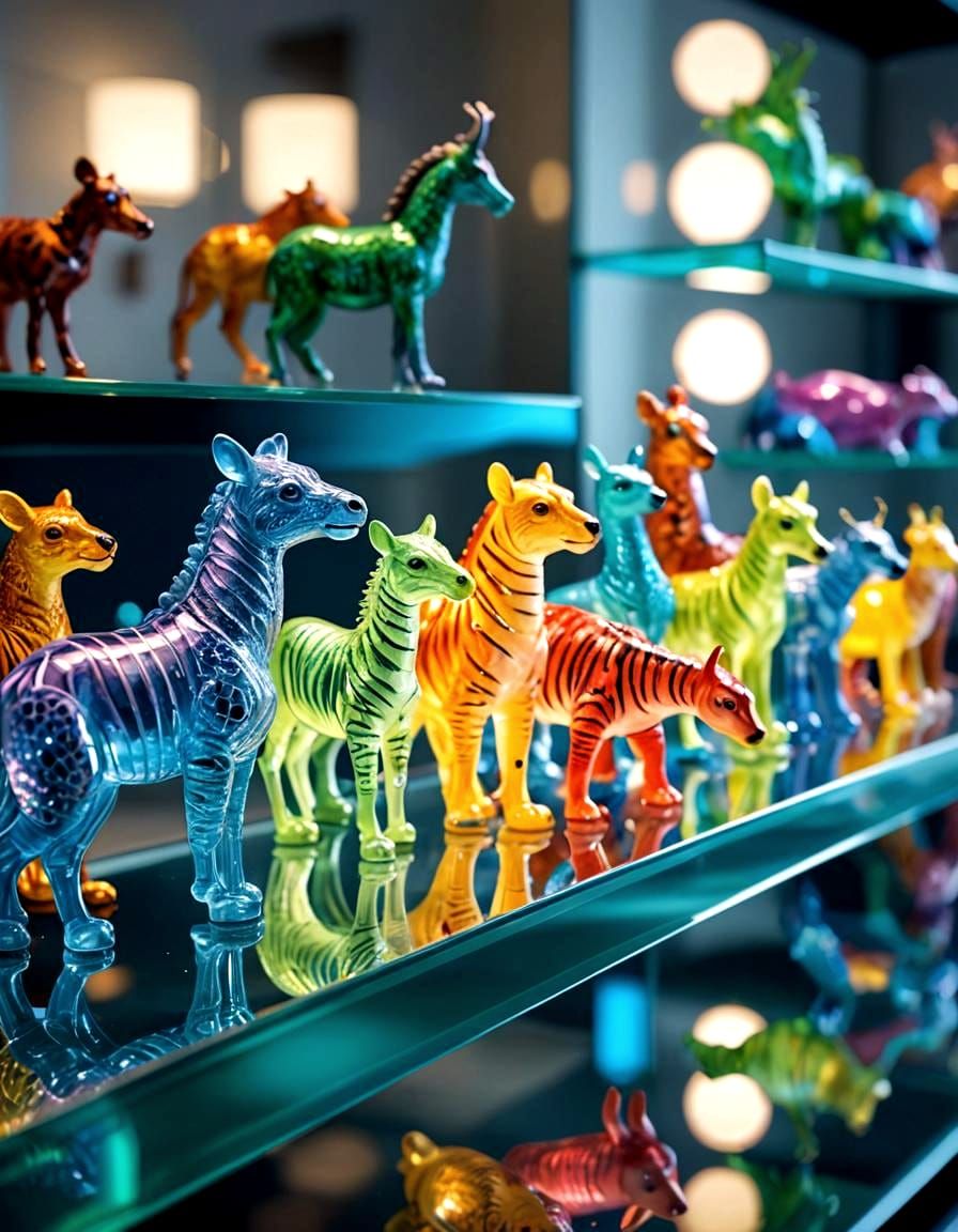Mini zoo on my glass shelf, 😊