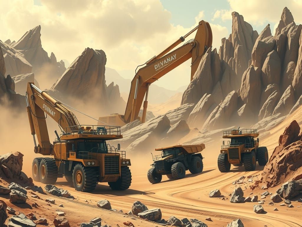 Giant Mining Operation in Rocky Landscape