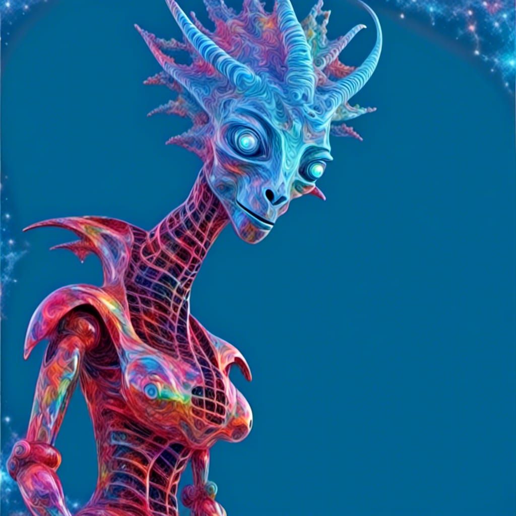 Triceratops-Headed Robot in Splatter Graffiti Style