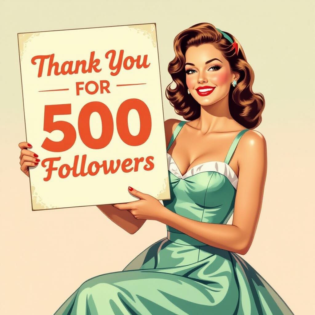 Glamorous Pin-Up Girl Celebrates 500 Followers