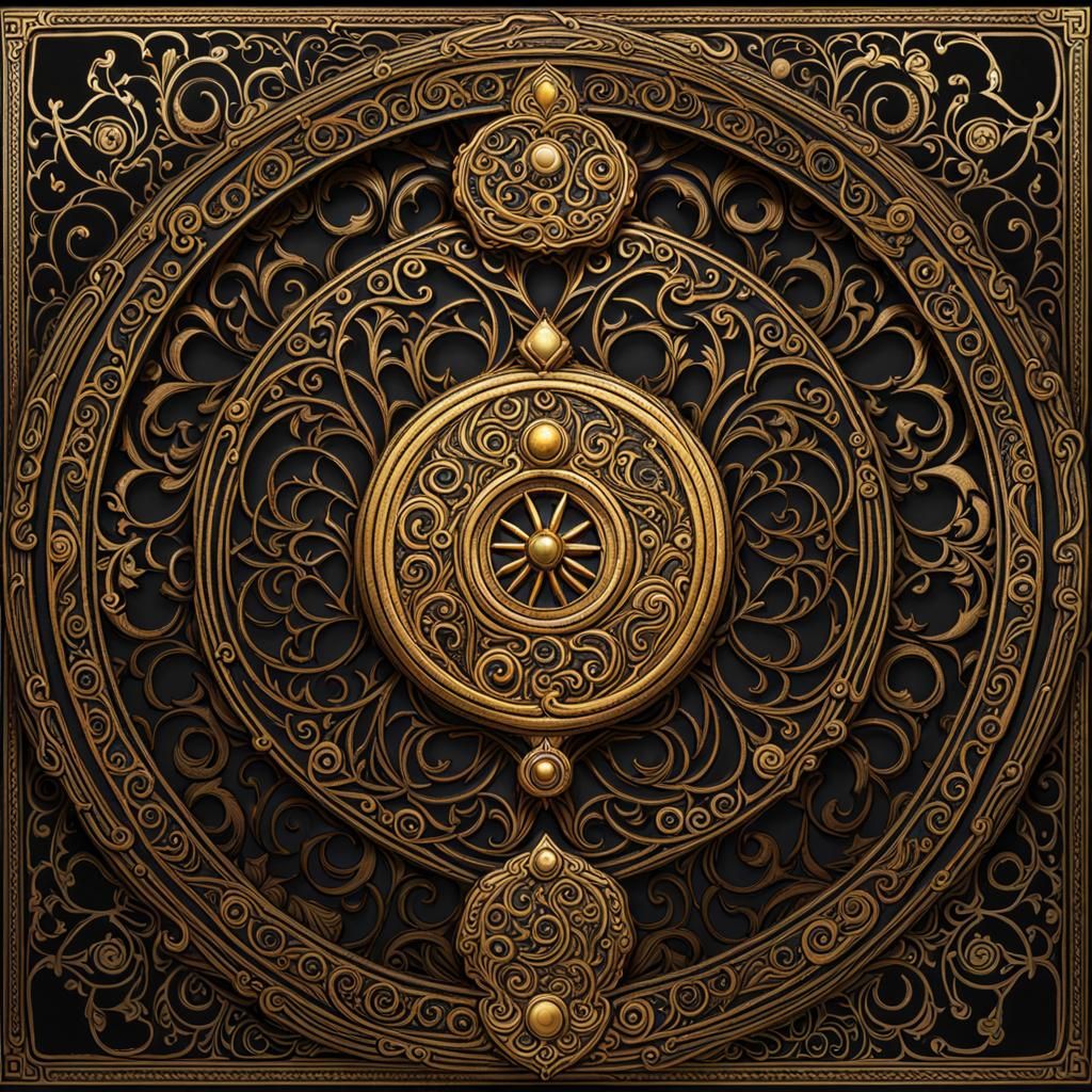 Golden Amulet in Art Nouveau Klimtcore Style