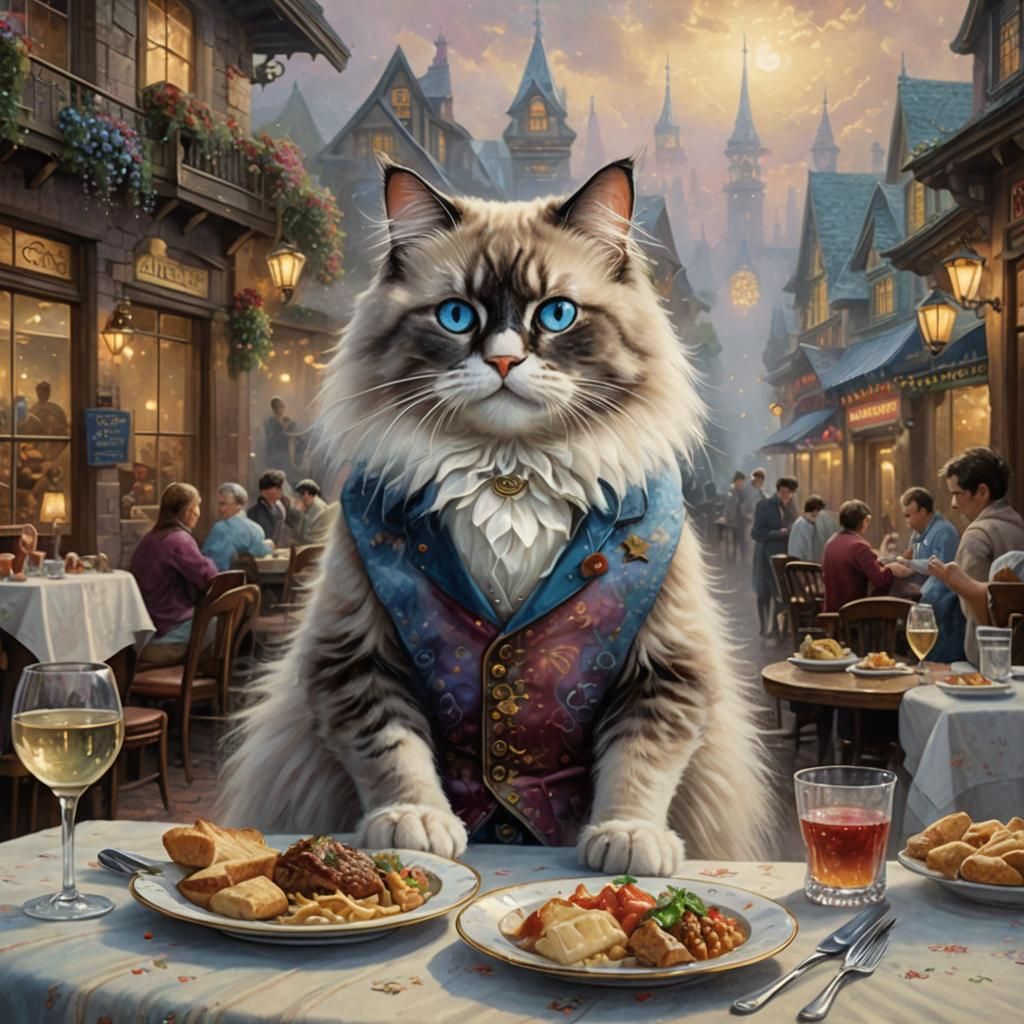 Whiskered Gourmet in Ethereal Splendor