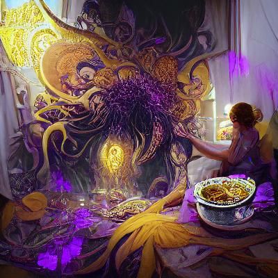 Hyperdetailed Dark Fantasy: Woman Eats Azathoth