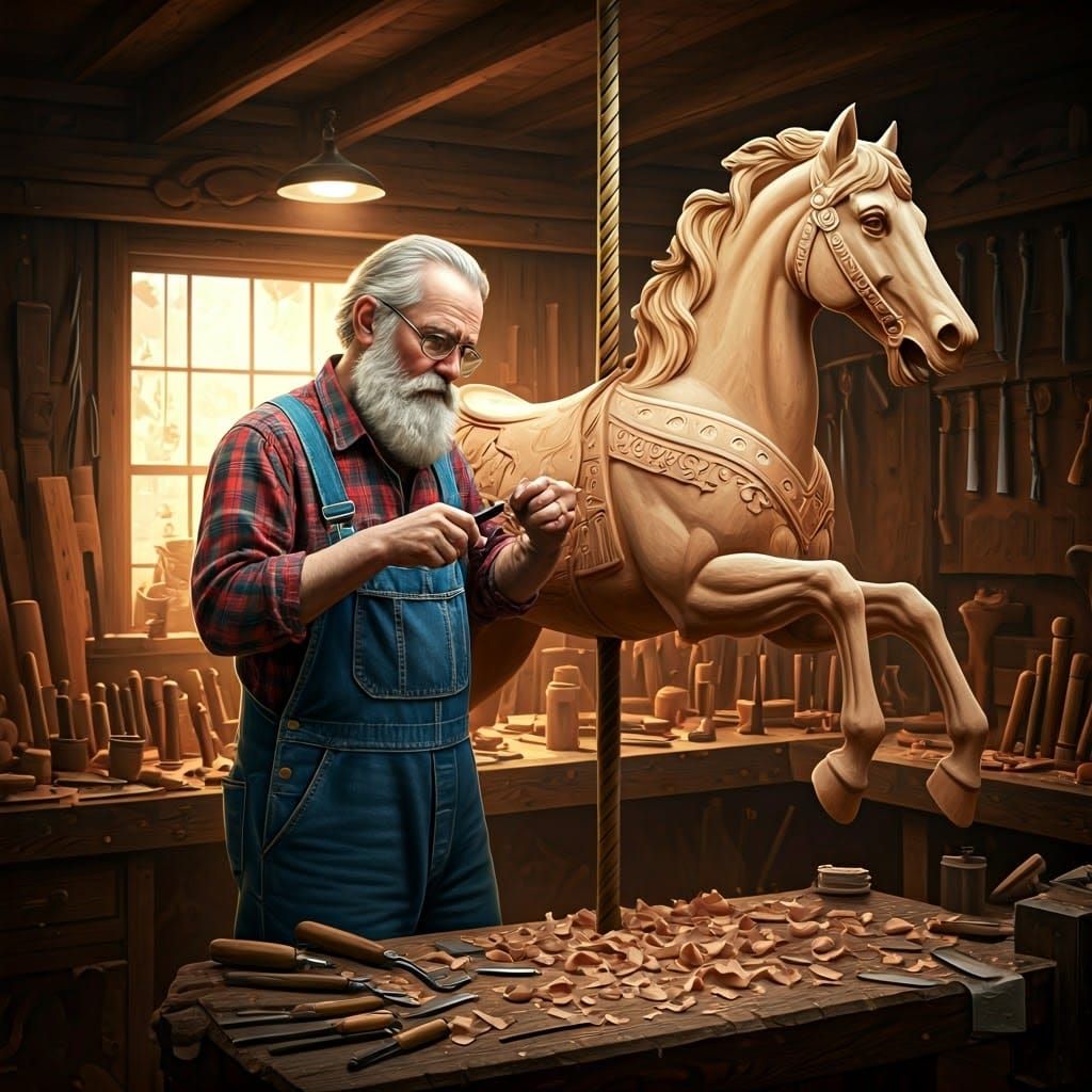 Woodcarver Creates Carousel Horse Inspired by Gustave Doré