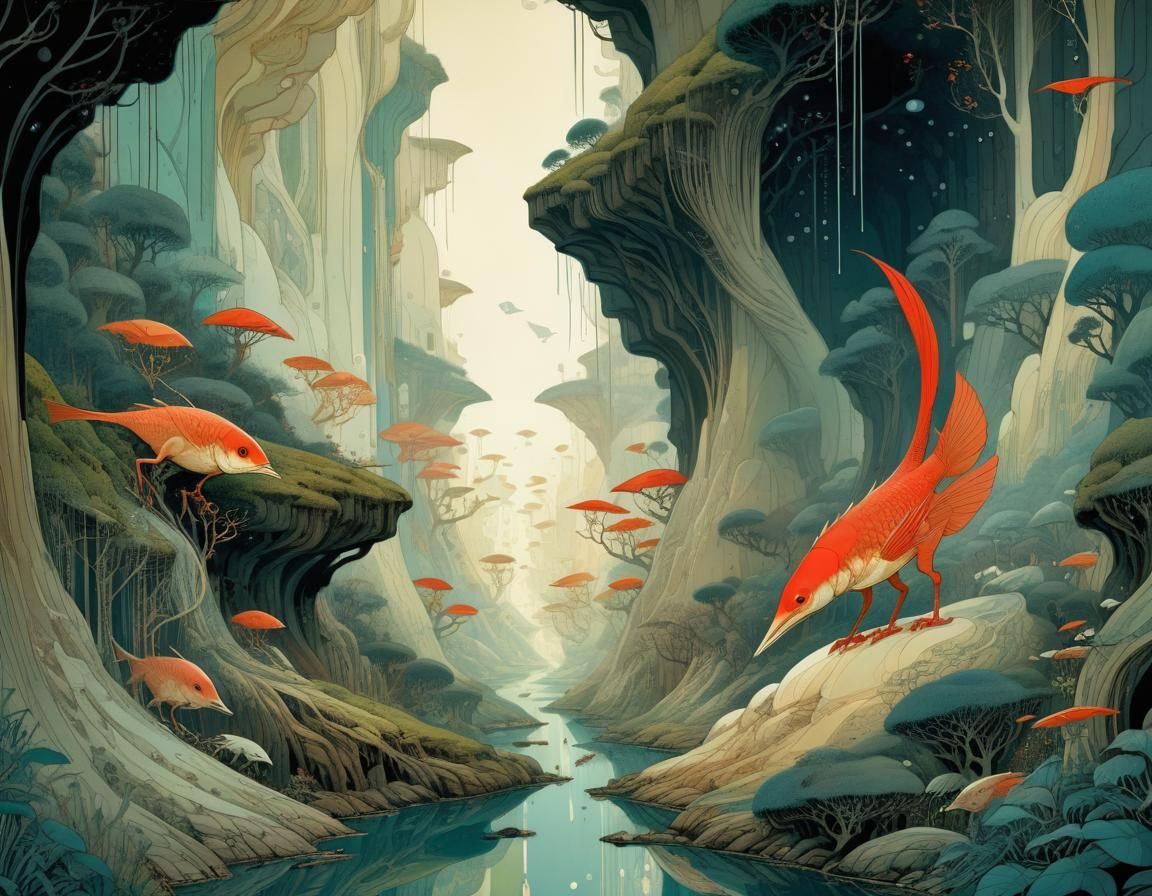 Leggy Fish in Whimsical Surrealist Style