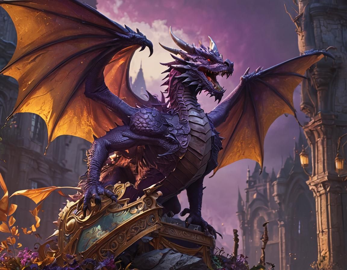 Dragon Banner in Mystical Realm: Dark Fantasy Art