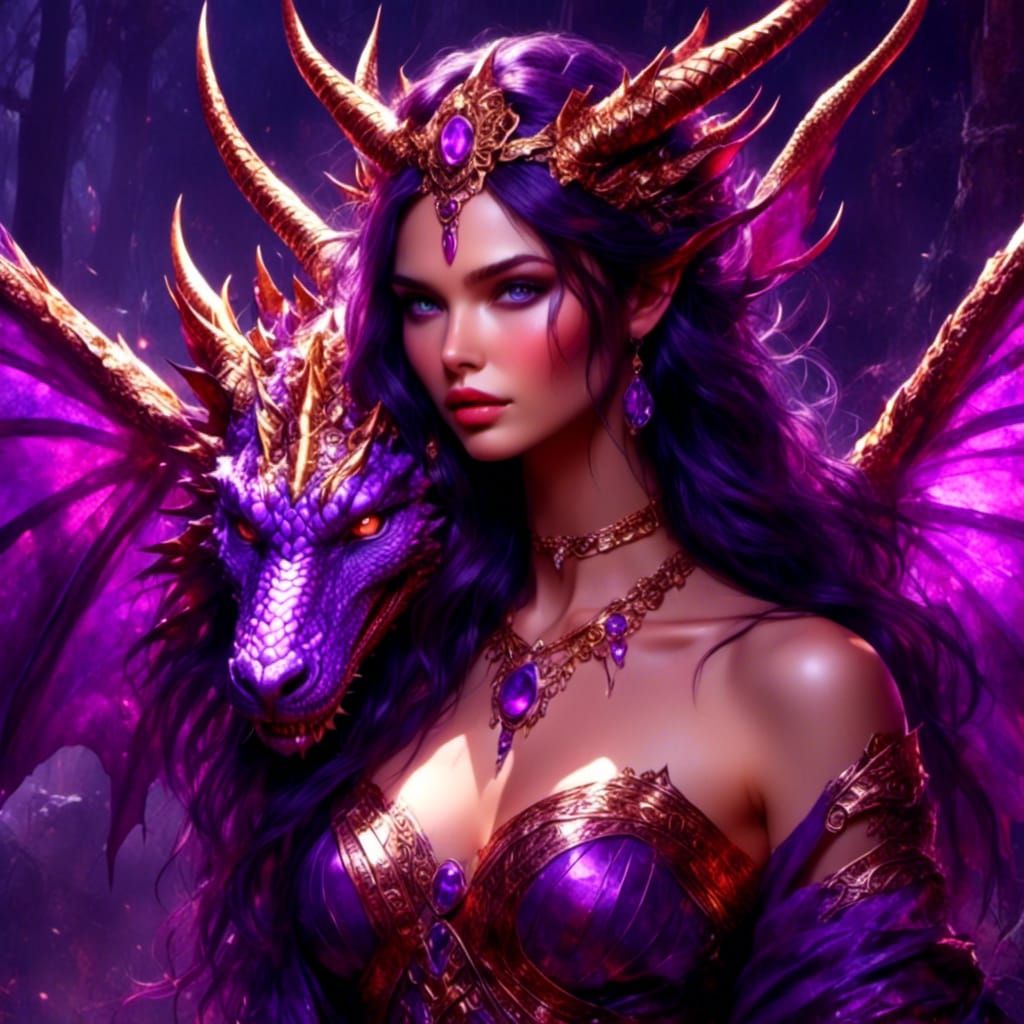 Woman with Dragon on Shoulder, Fairy Wings