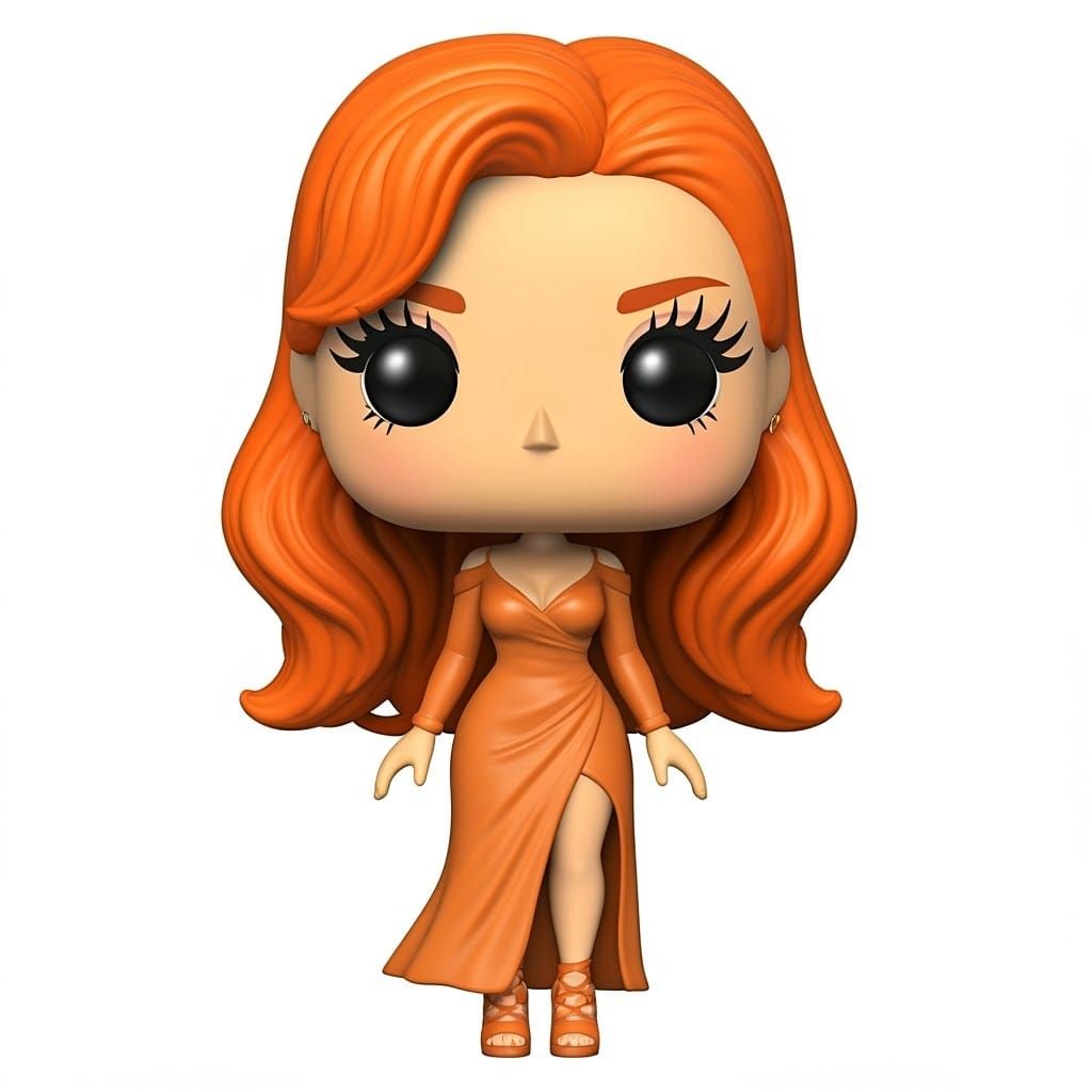 Vibrant Orange Female FunKo Toy in Elegant Dress