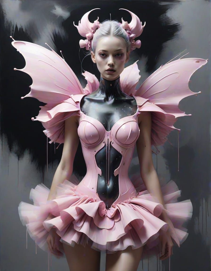 Shocking Pink Monarch Abstract Surrealism Painting