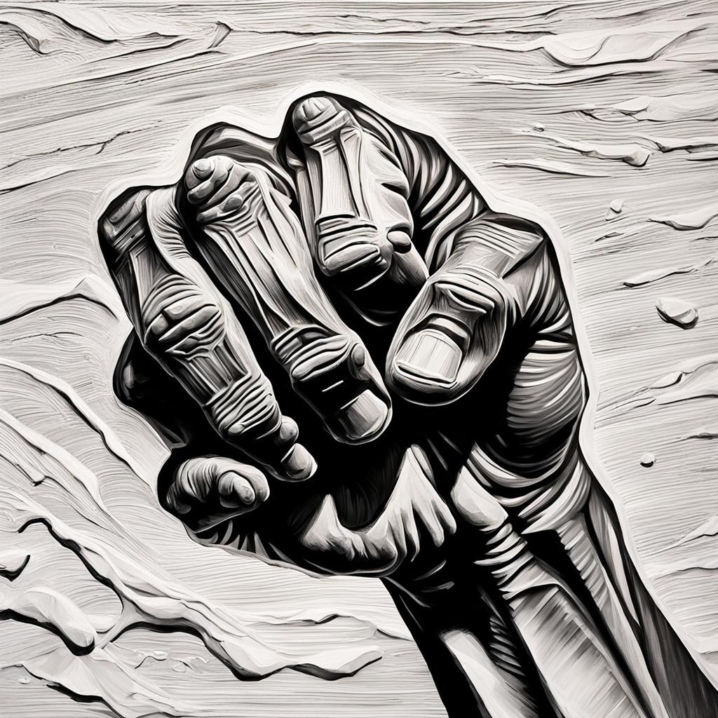 Abstract Cardboard Fist in Gouache Style