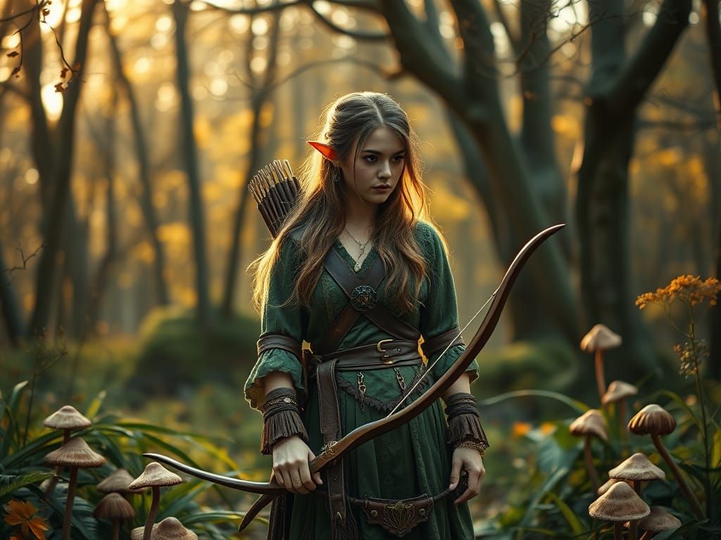 Mystical Forest Elf in Golden Hour