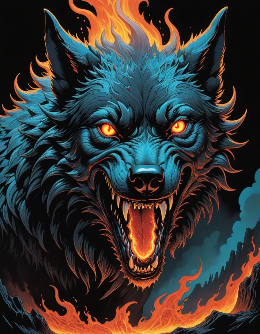 Surreal Vantablack Wolf with Noctilucent Fur