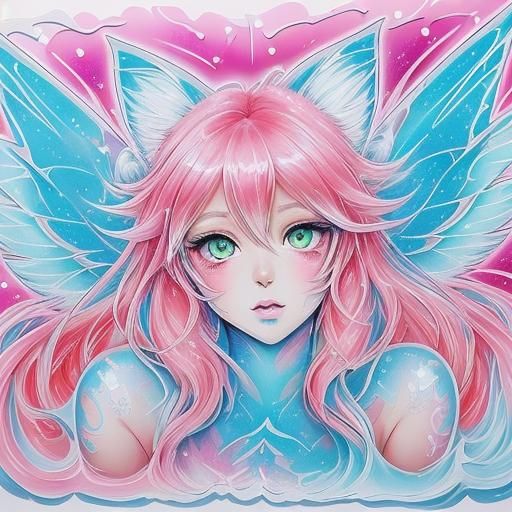 (Lora : Sparkle beautiful face)  Gel pen markers, manga styl...
