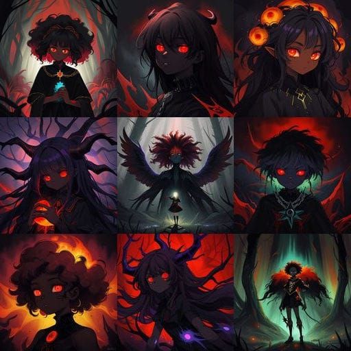 Surreal African Teenage Goddess with Haunting Afro and Celes...