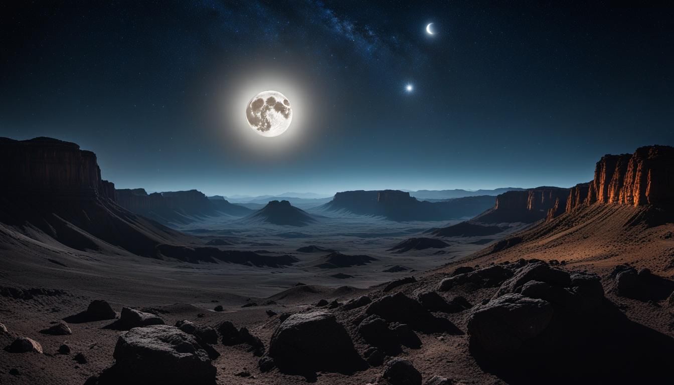 Dramatic Starlit Sky and Full Moon in Ultra-HD