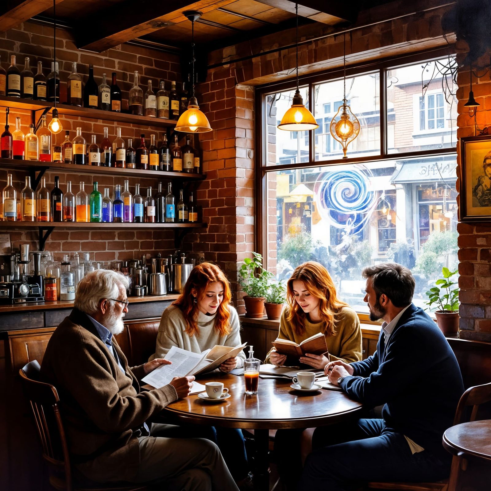 Cozy Cafe Impressionist Oil Painting with Magical Steam