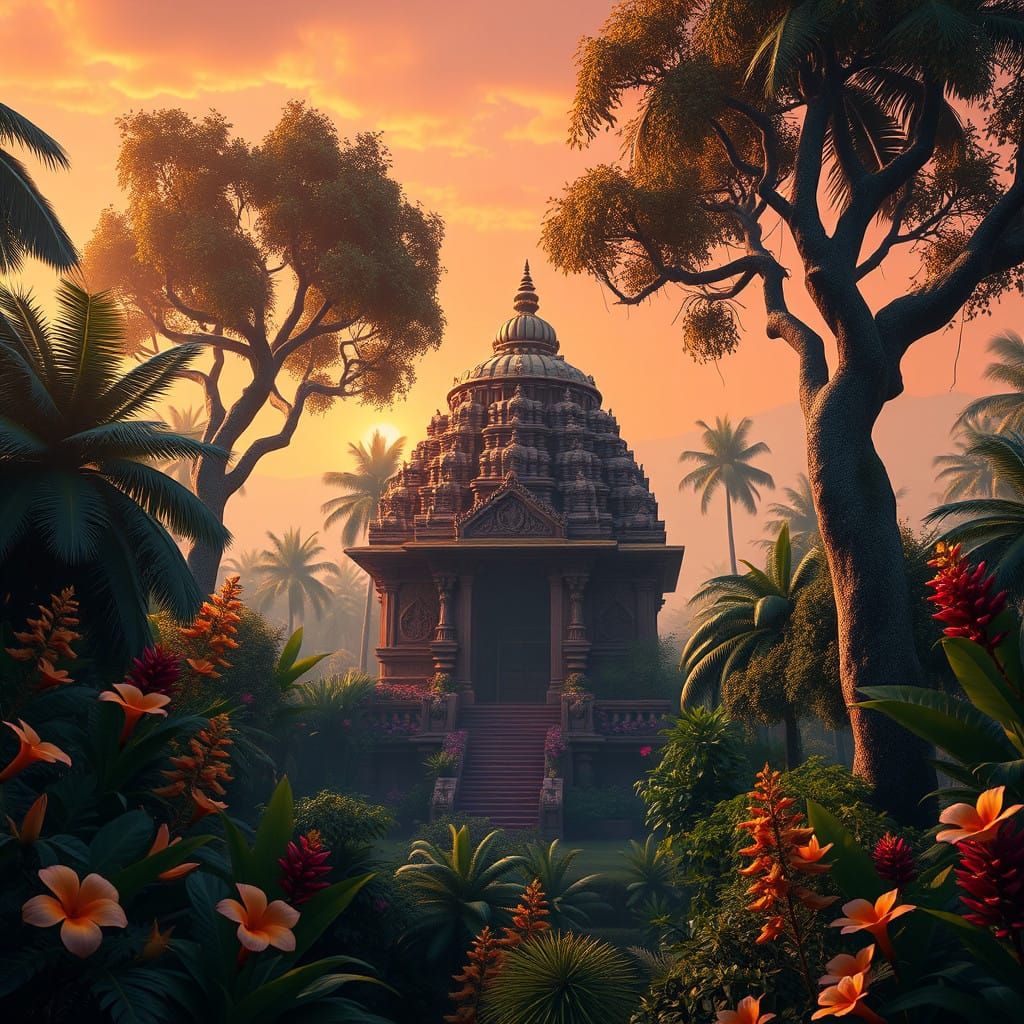 Mystical Indian Temple in a Dreamlike Setting