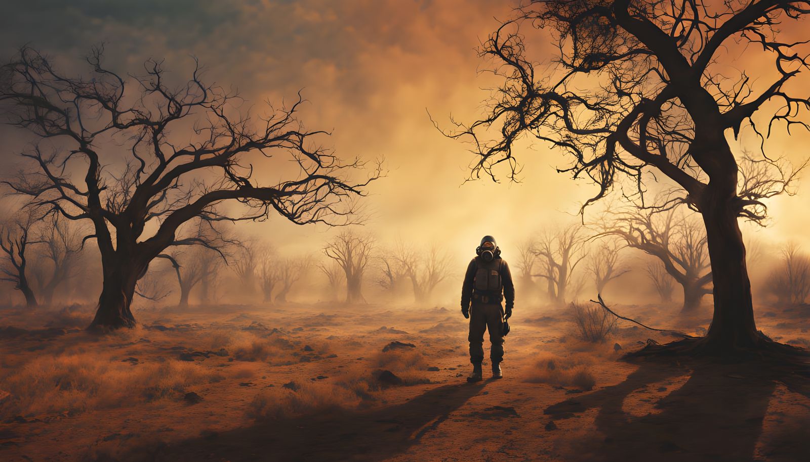 Vibrant Serene Post-Apocalyptic Survivor in Wastelands