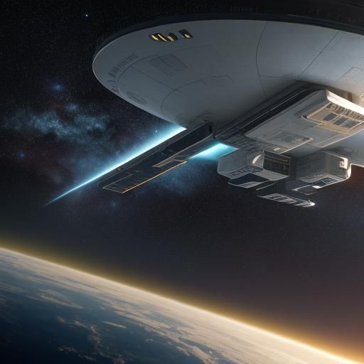 Sleek Starship Enterprise in Photorealistic Space Scene