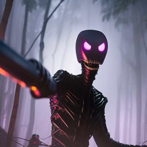 Terrifying Real-Life Enderman in Dark Fantasy Style