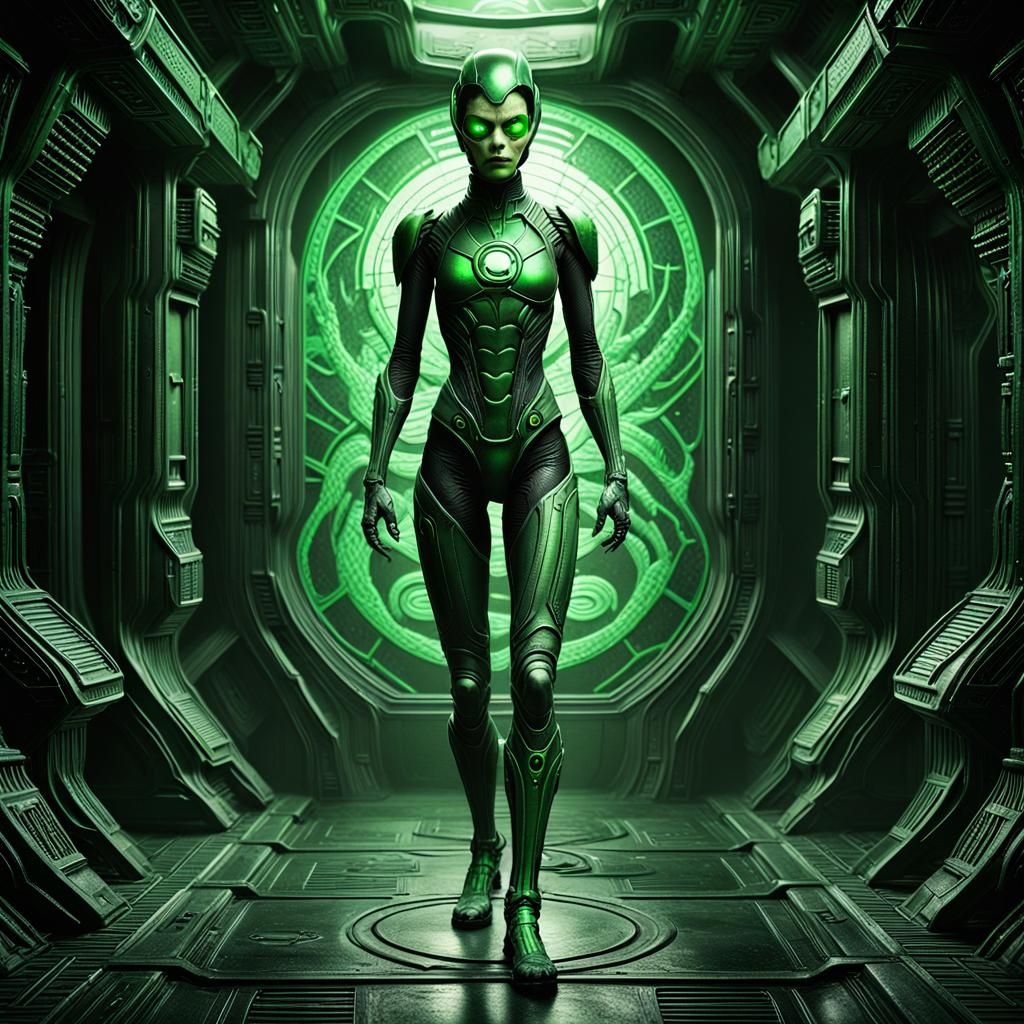 Green Lantern as Xenomorph: Giger-Inspired Horror Art