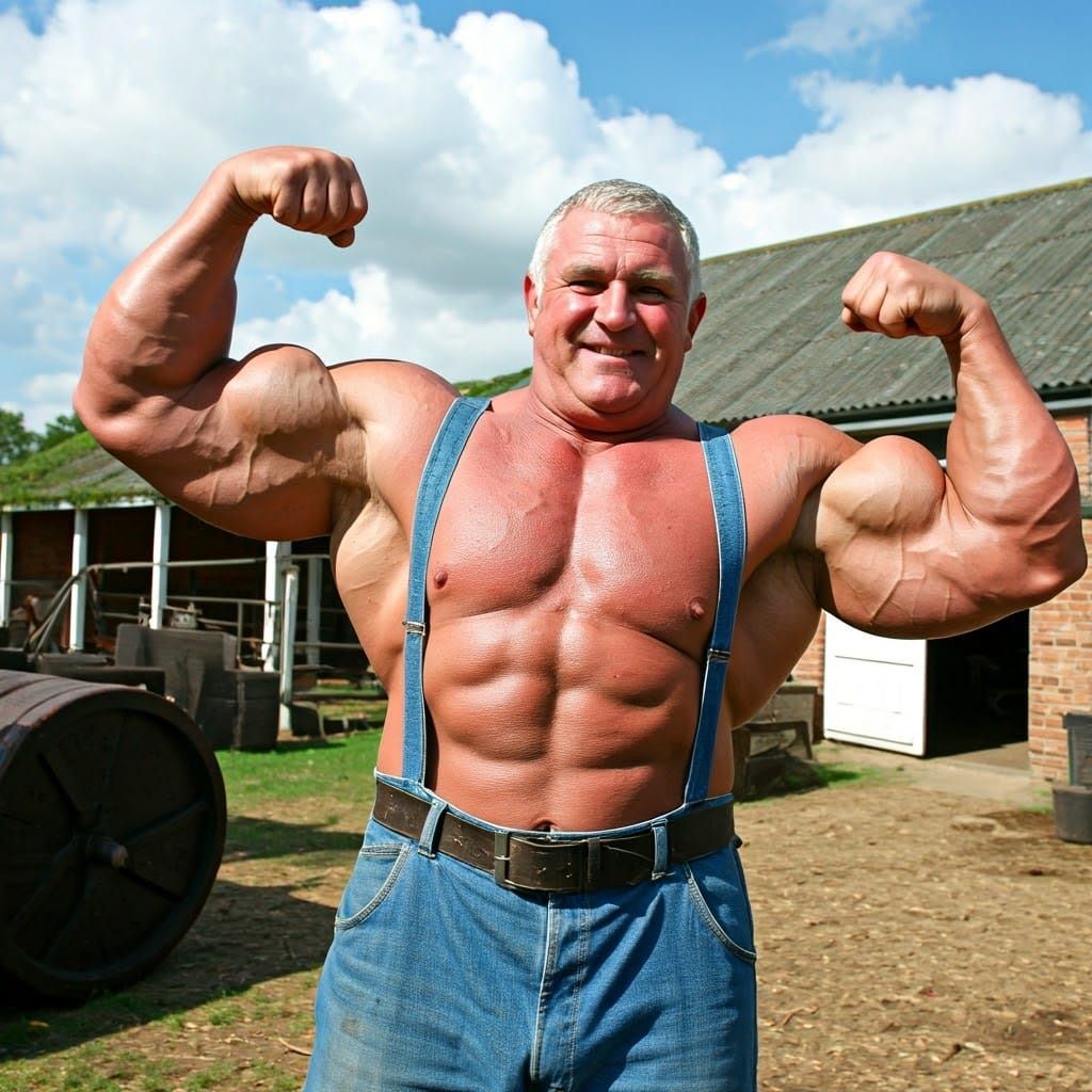 Vintage Photo of Greg, Giant Powerlifter Farmer