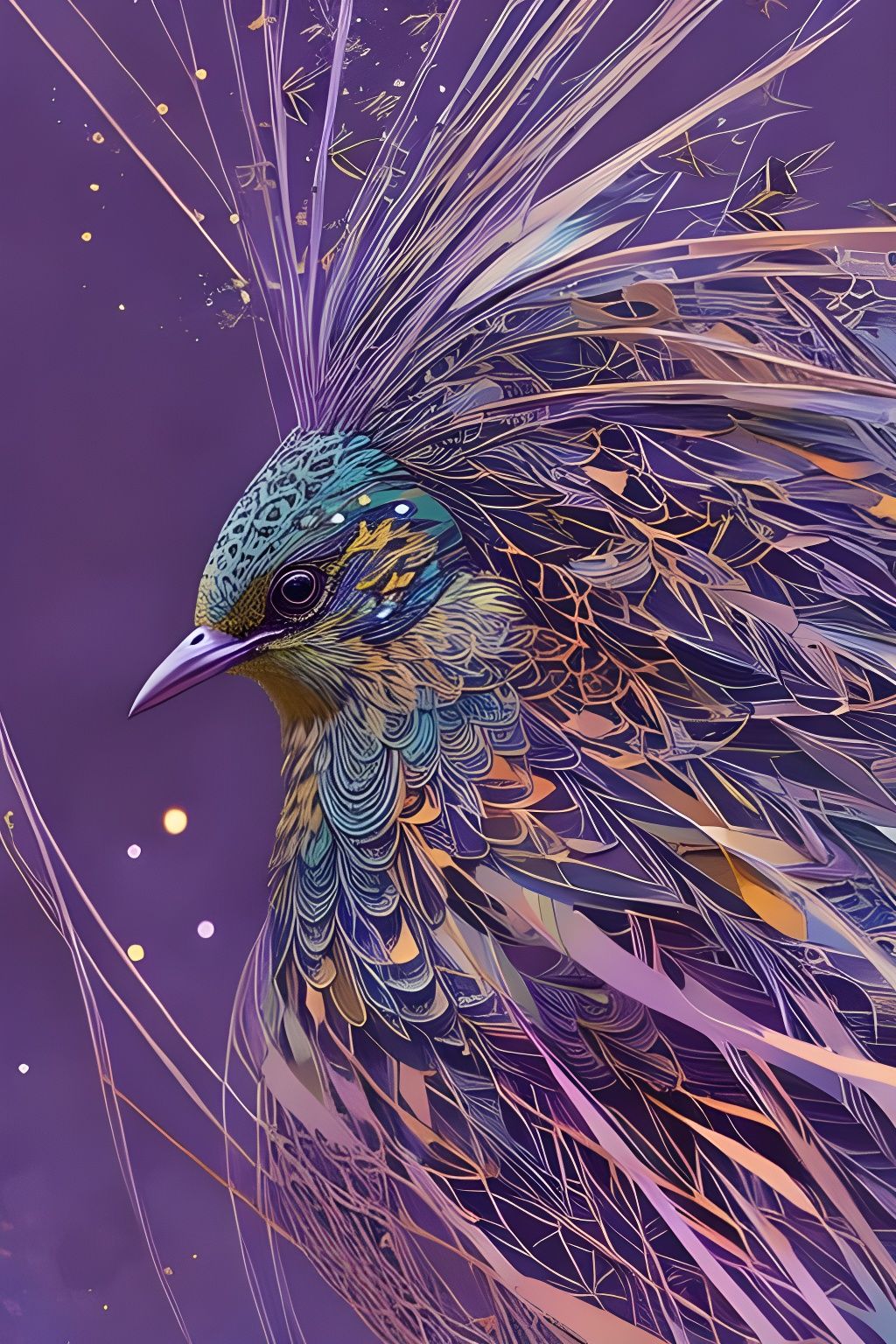 Violet-Backed Starling Portrait with Intricate Details