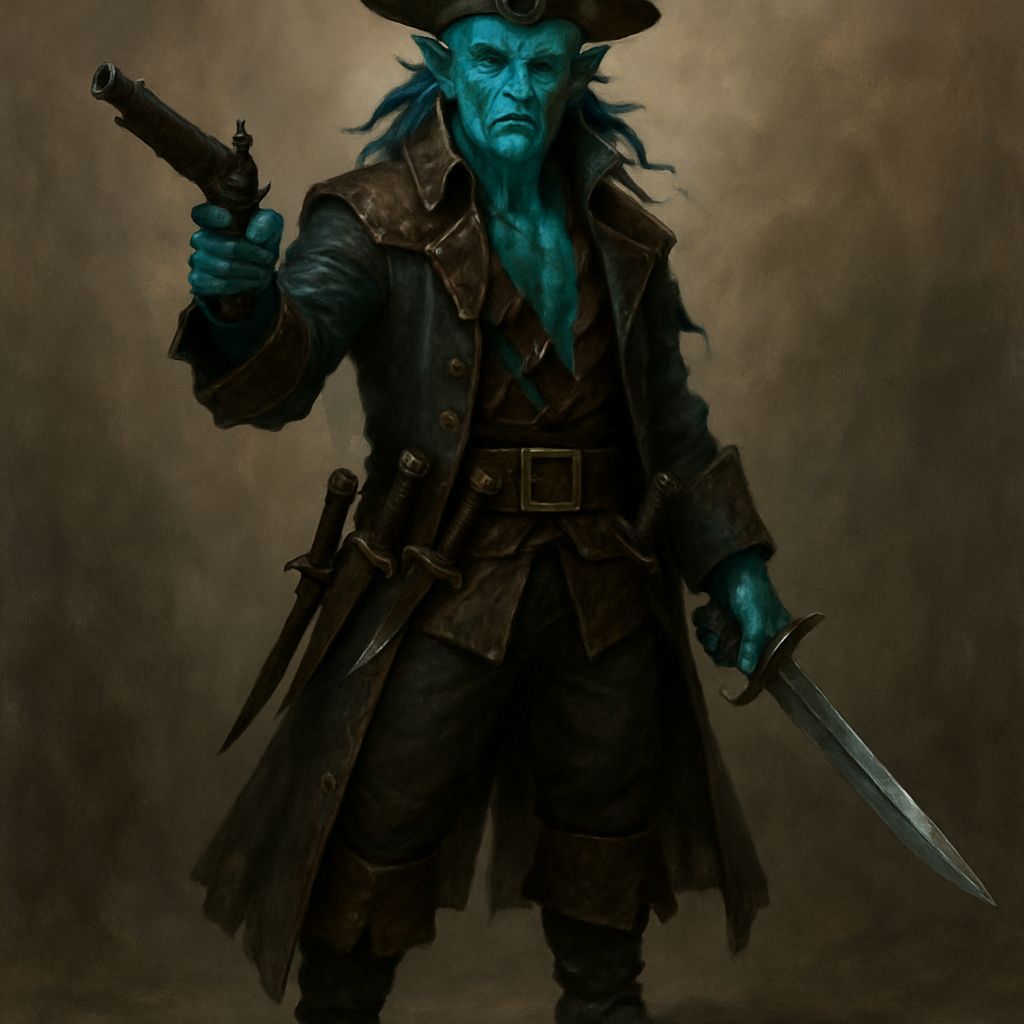 Triton Pirate Warlock Rogue with Flintlocks