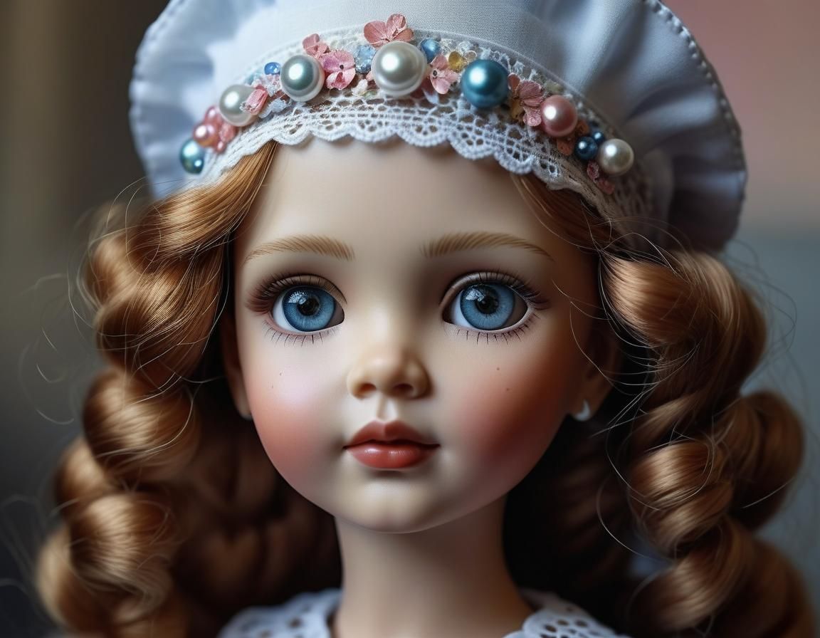 Ethereal Doll in Surreal Porcelain Style