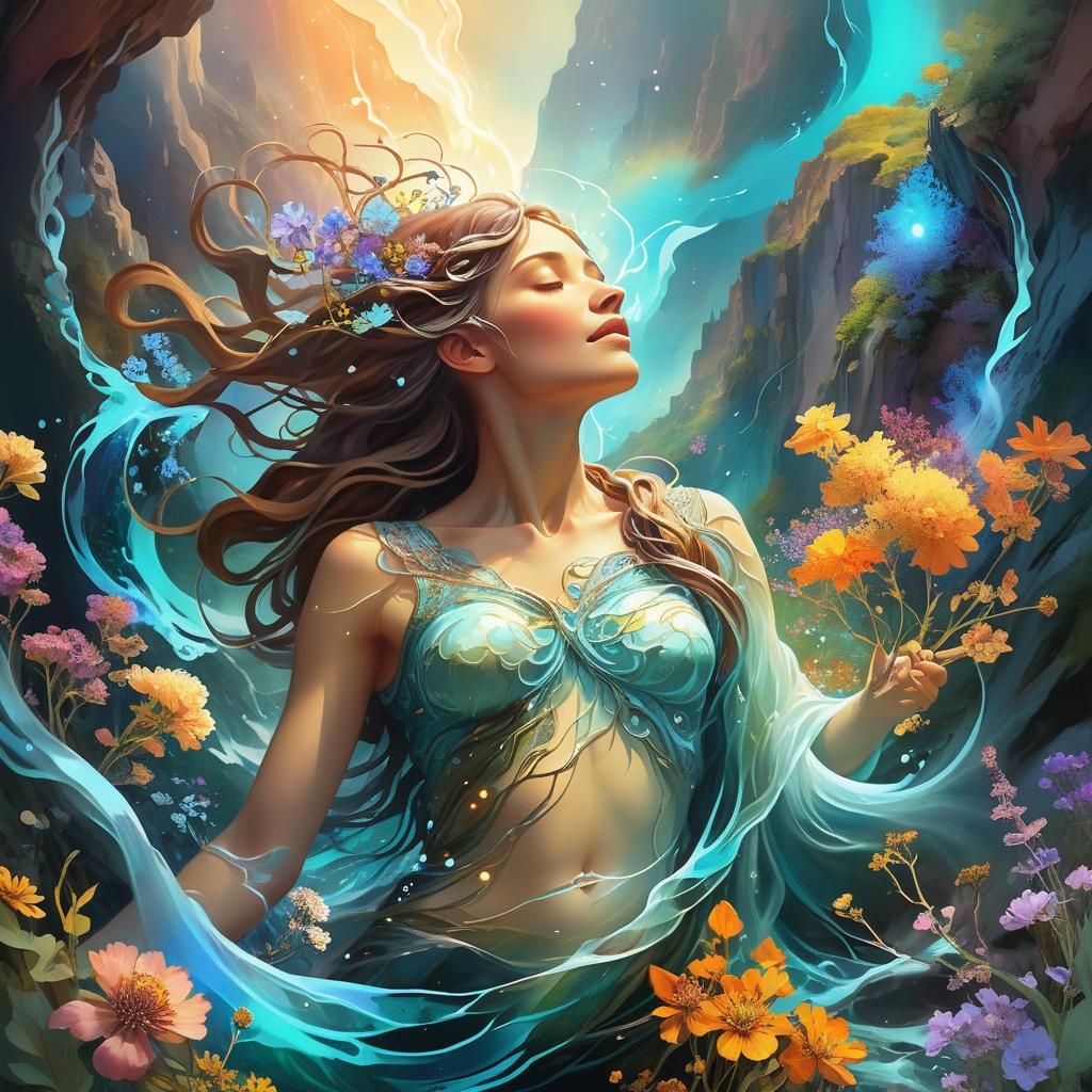 Earth Mother in Ethereal Double Exposure Illustration