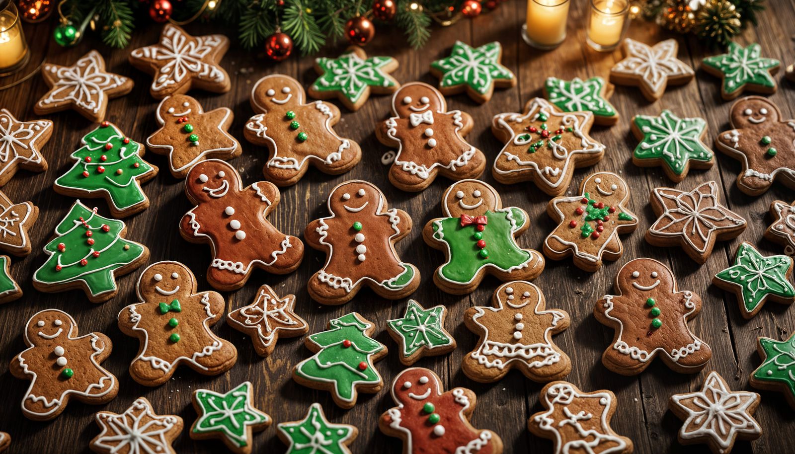 Festive Christmas Gingerbread Cookies in Matte Painting Styl...