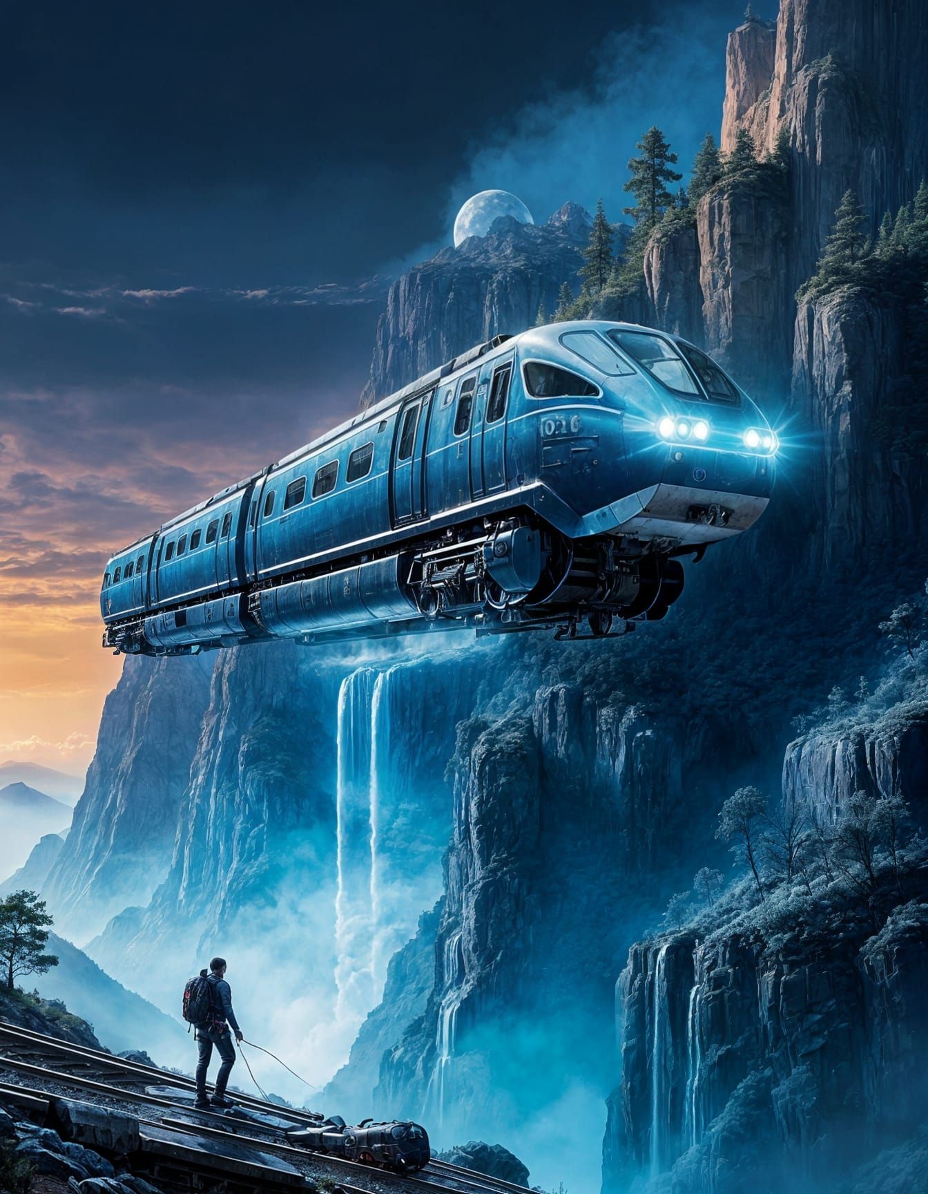 Flying Train Projects Magnetic Rail on Mountain