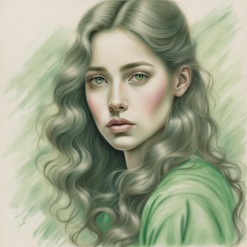 Silverpoint Portrait of a Young Woman with Pastel Accents