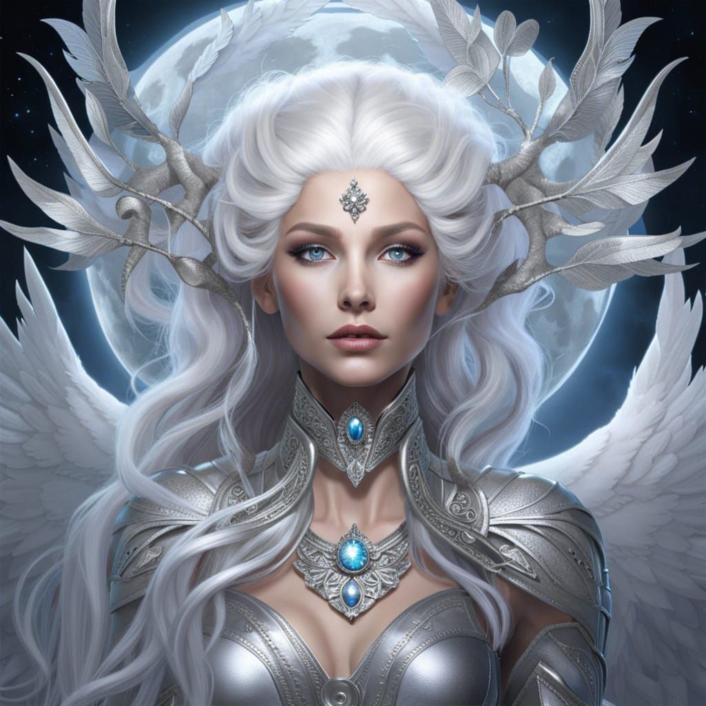 Ethereal Air Goddess Floating Above Spectral Forest