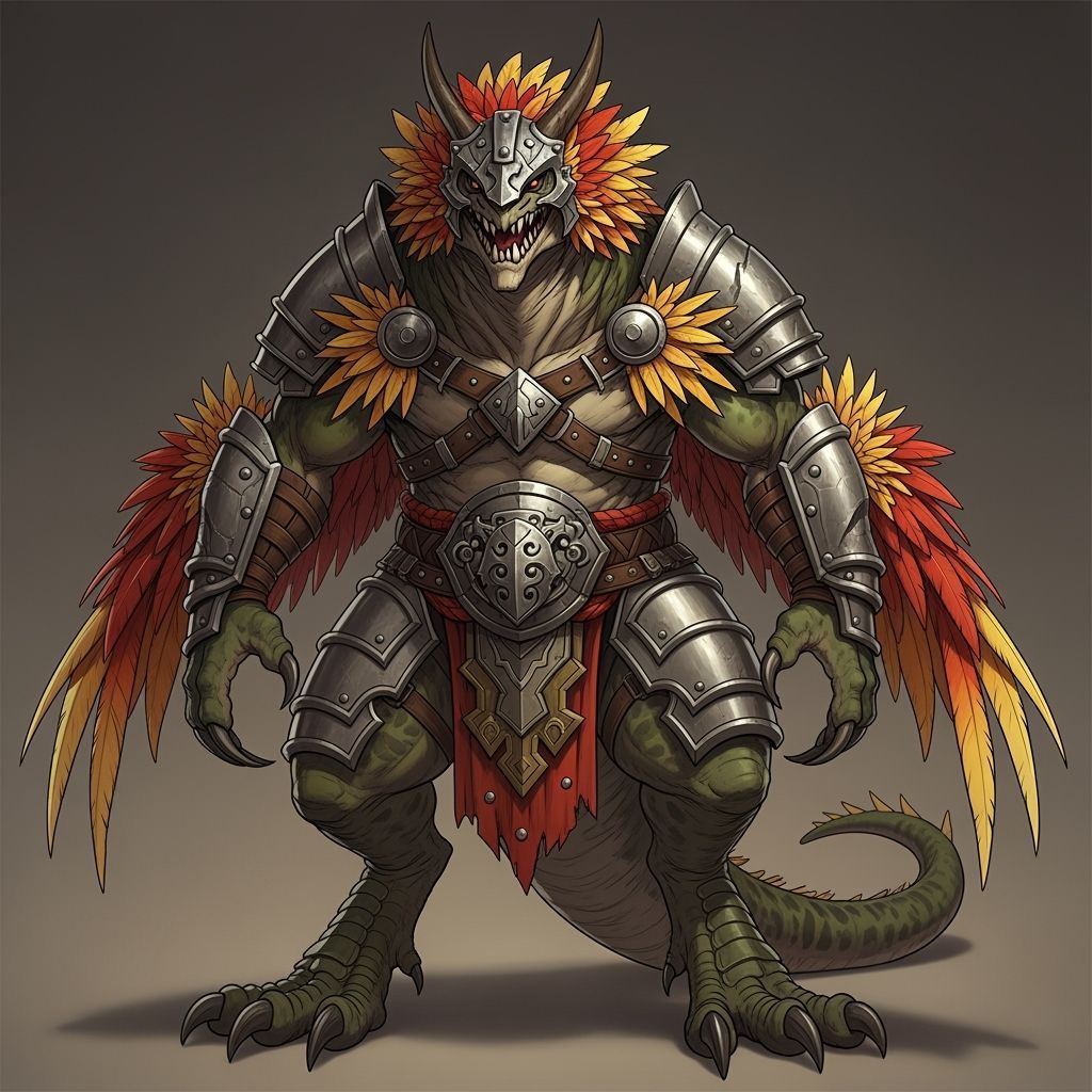 Towering Rirdian Warrior in Dynamic Anime Style