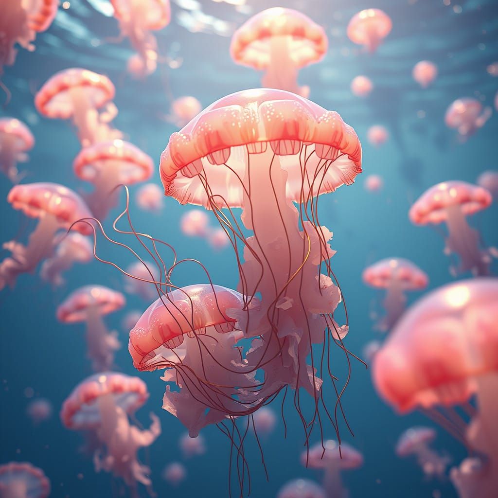 Surreal Jellyfish School Ascends to the Surface in 3D Anime ...