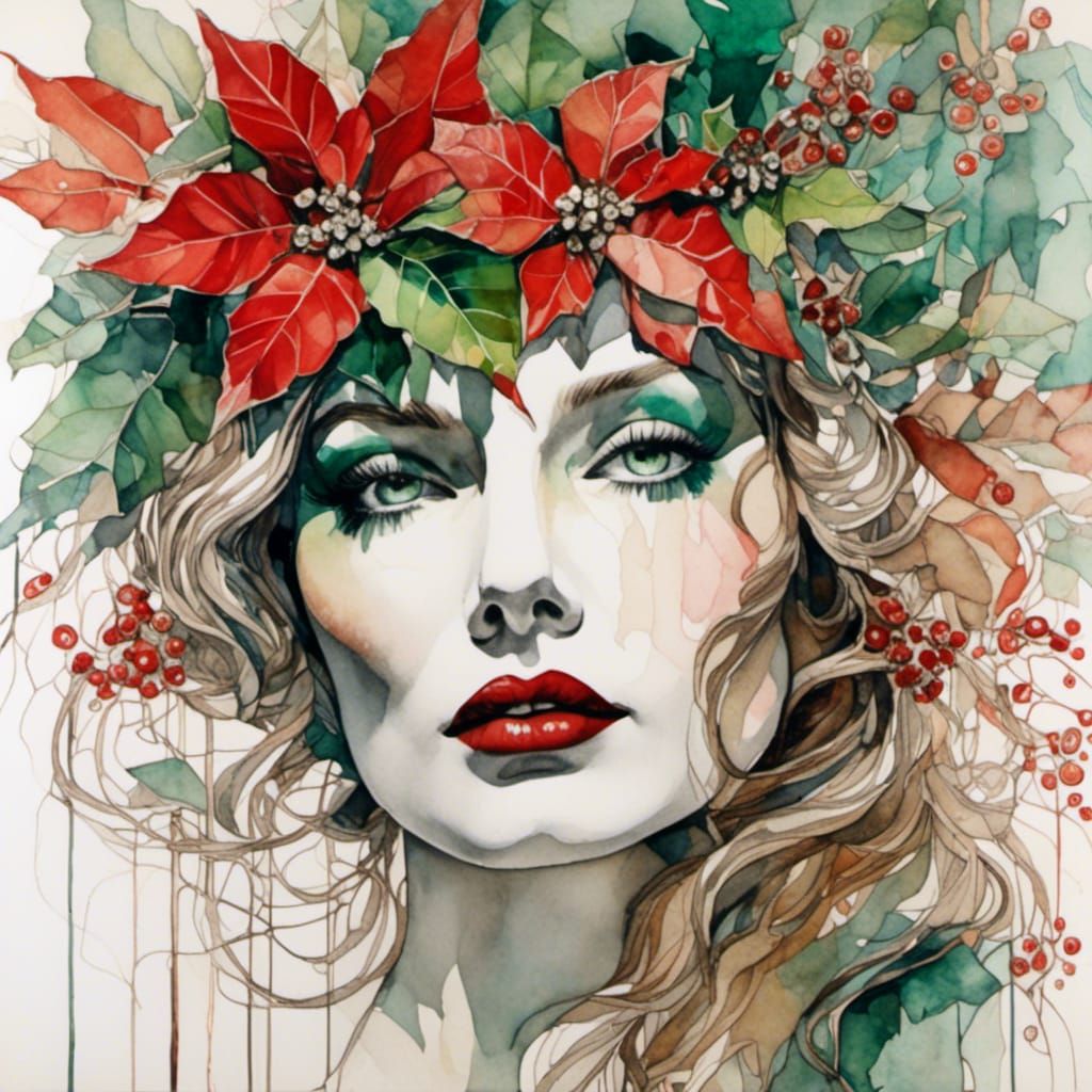 Elegant Lady in Christmas Masterpiece Style