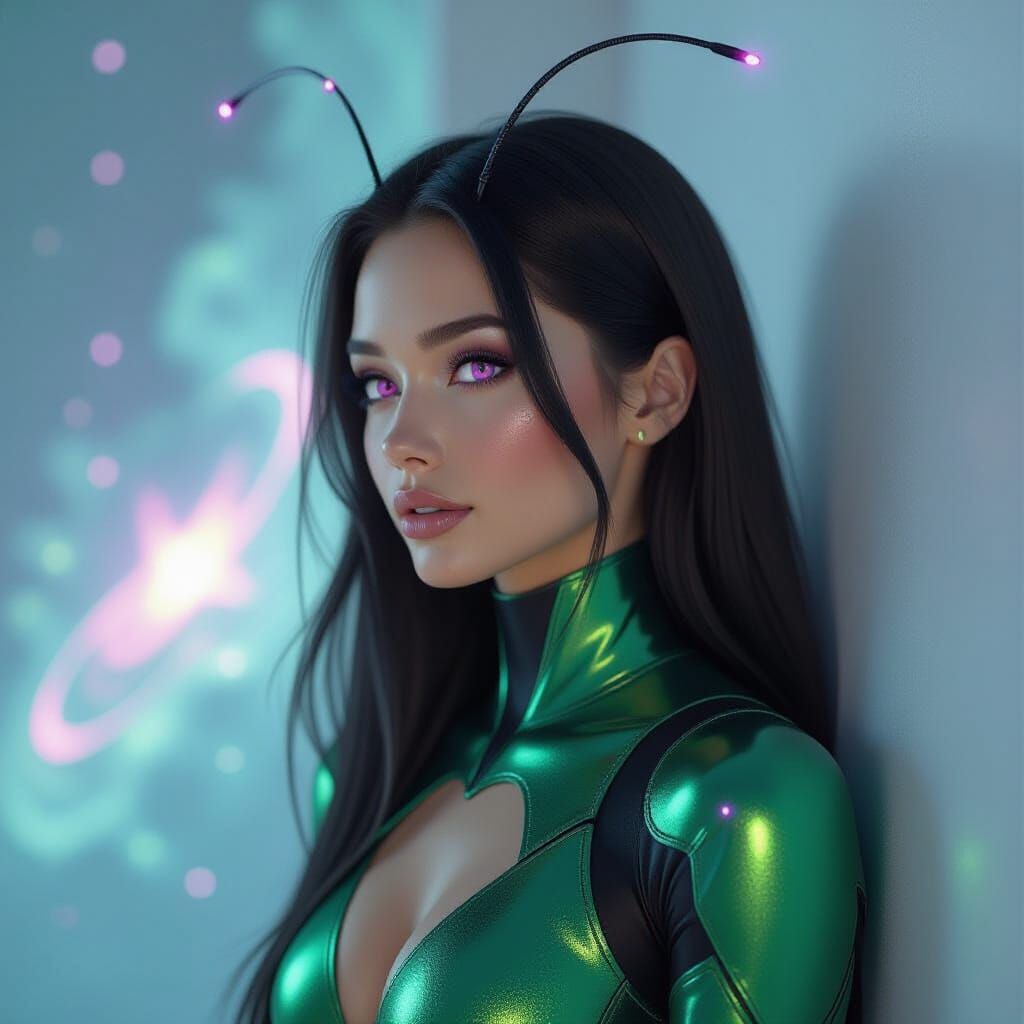 Mantis with Antennae in Cosmic Sci-Fi Style