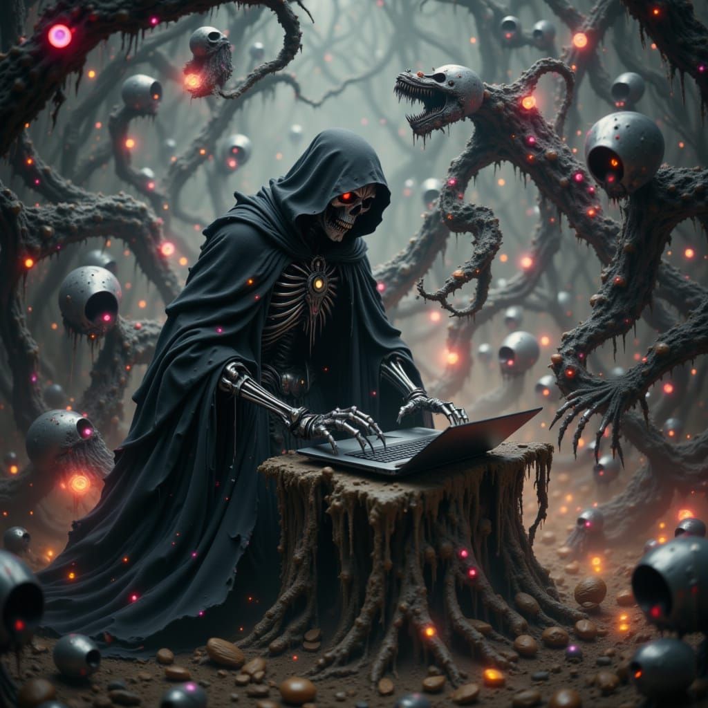 Grim Reaper Plays Robot Battle Video Games