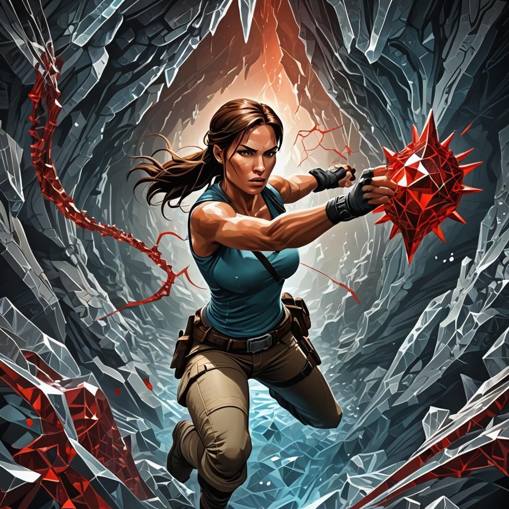 Lara Croft Battles Shadow Monster for Blood Diamond