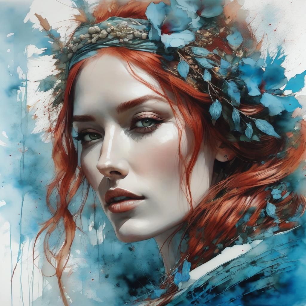 Red Haired Woman in Carne Griffiths Style