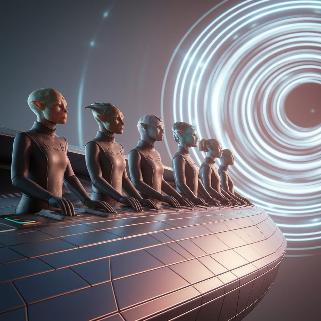 Diverse Alien Crew Embarks on Futuristic Starship Voyage