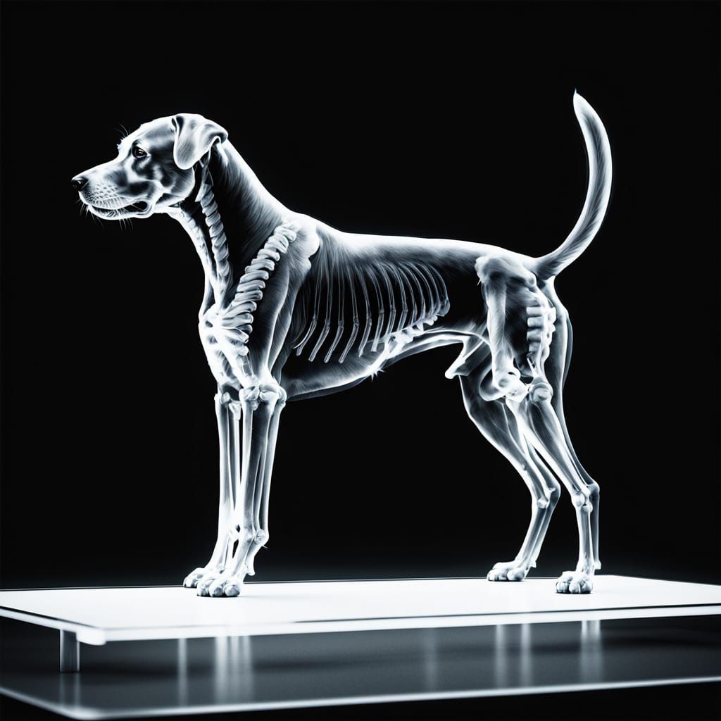 Dog X-Ray in Monochrome Film Style