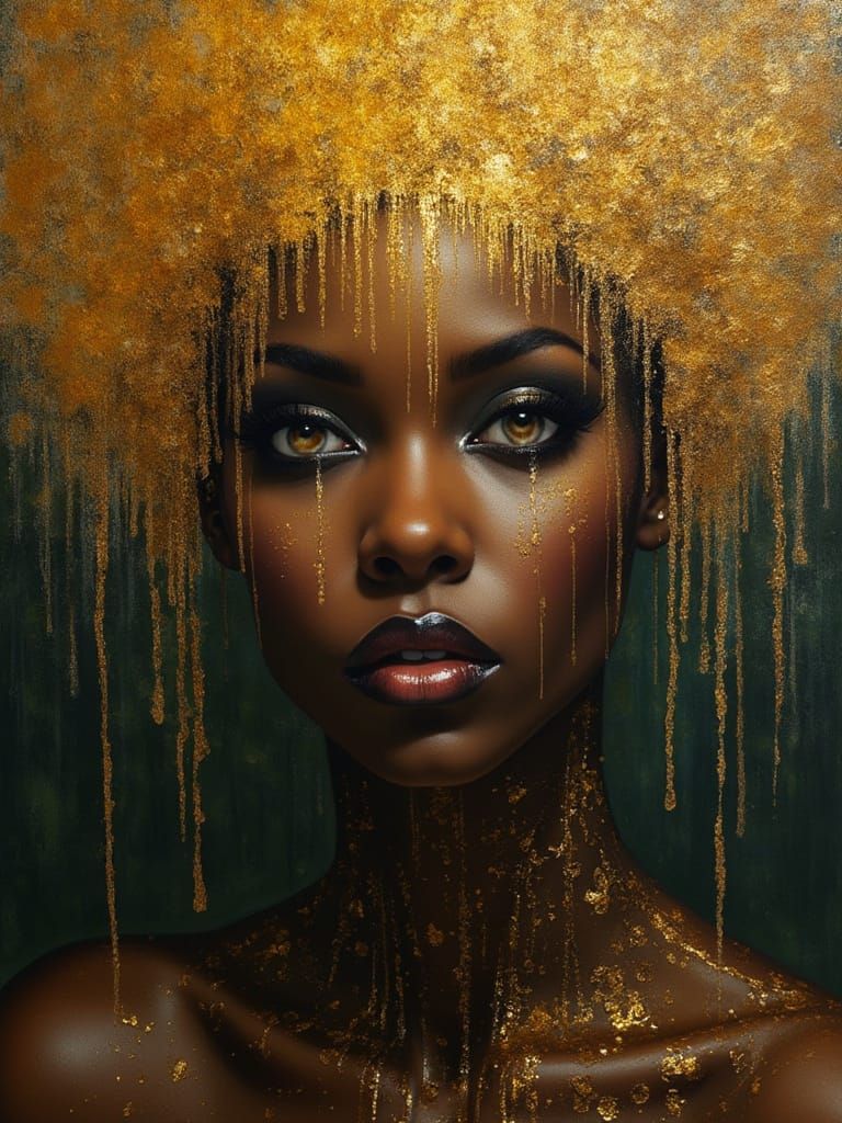 Gilded Mind: A Spooky Acrylic Painting